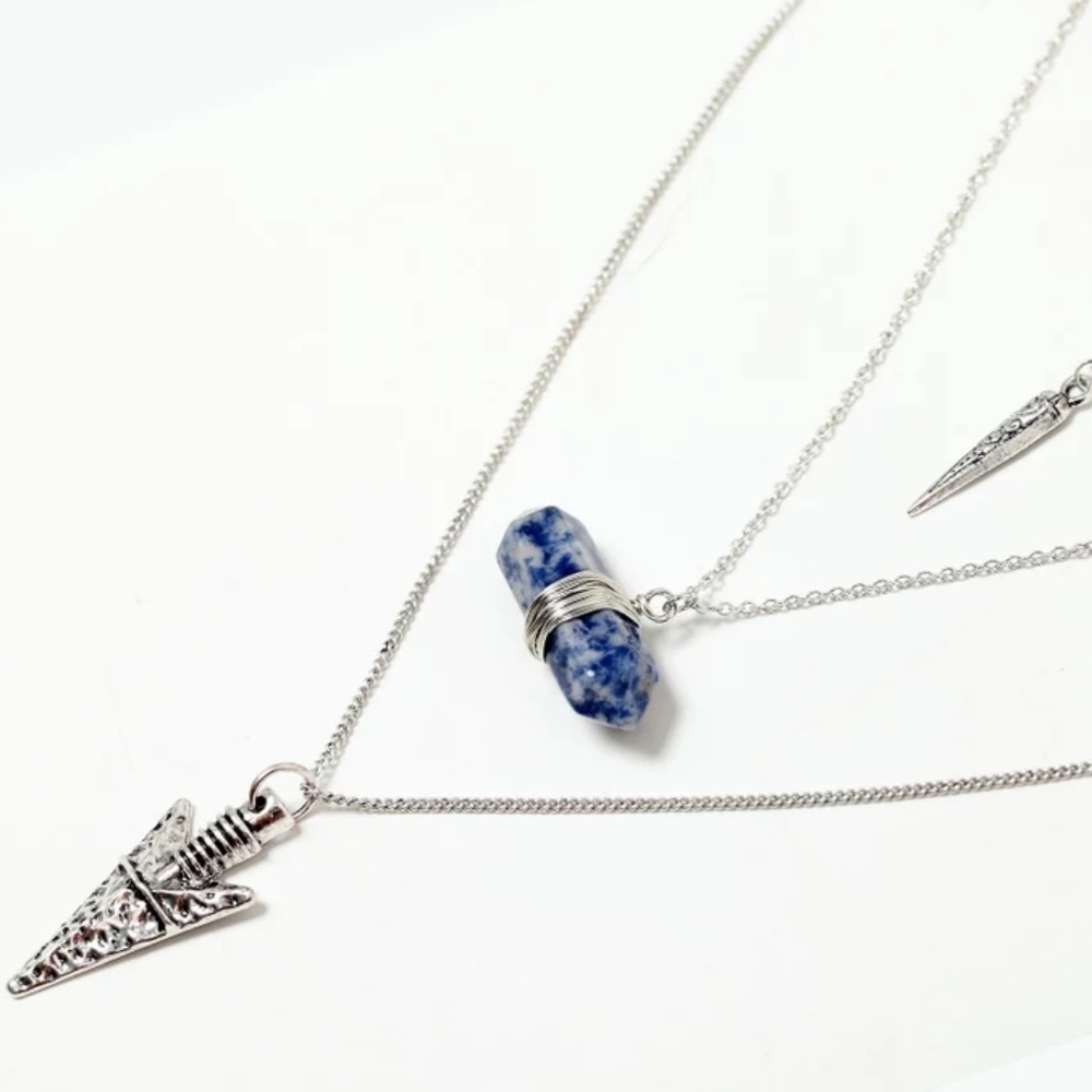 3 layer natural stone necklace